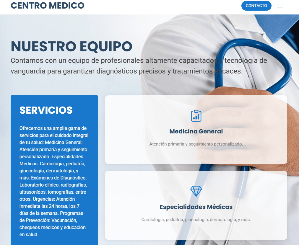 Página web para centro médico - diseño profesional para clínica y consultorio