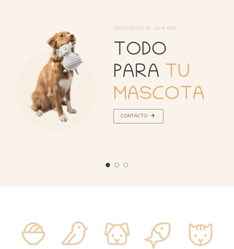 Página web para veterinaria y tienda de mascotas - diseño amigable